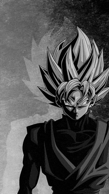 a black and white drawing of a cartoon character called goku