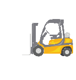 a yellow forklift with a cylinder on the back is sitting on a white background .