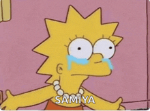 a cartoon of lisa simpson crying with the name samiya written on the bottom