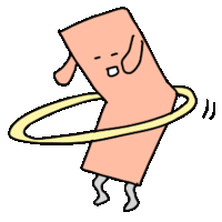 a cartoon character is hula hooping with a yellow hoop around his waist .