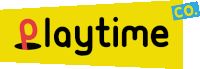 a yellow sign that says playtime with a blue sticker