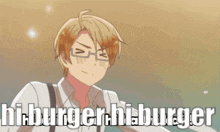 a man with suspenders and glasses says hiburger hi burger