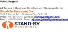 aj turner is the business development representative of stand-by personnel inc.