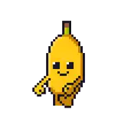 a pixel art of a banana with the words party time above it