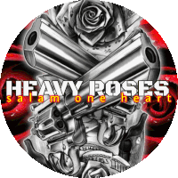 a heavy roses logo with roses and guns on it