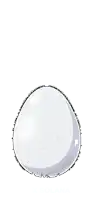 a cartoon character is coming out of a cracked egg with the letter gm behind it