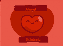 a red heart with a smiling face and the name ahmet on it