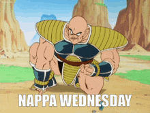 a cartoon character with the words nappa wednesday on it