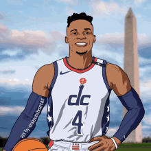 a drawing of a basketball player wearing a dc uniform