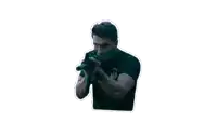 a sticker of a man holding a gun and the words target spotted