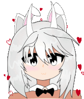 a drawing of a girl with cat ears and horns