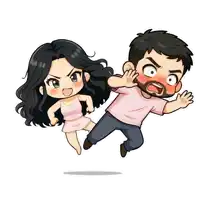 a cartoon of a woman kicking a man in the butt