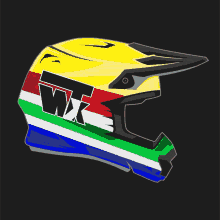 a yellow helmet with the word wx on the side