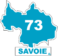 a blue map with the number 73 on it and the word savoie below it