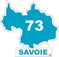 a blue map with the number 73 on it and the word savoie below it