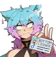 a cartoon girl is holding a bottom license in her hand