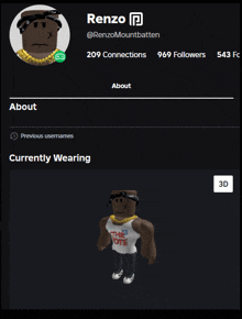 a screenshot of renzo mountbatten 's profile on roblox