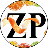 a circle with the letter zp and orange peel in it