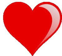 a large red heart with a white border on a white background