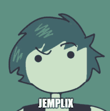 a cartoon drawing of a person with the word jemplix on the bottom