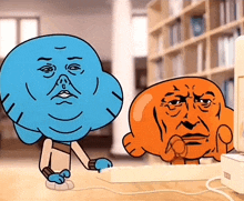 gumball and darwin from the amazing world of gumball looking at a computer