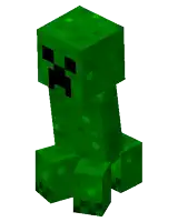 a green creeper from minecraft is sitting on a white surface .