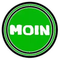 a green circle with the word moin written inside of it