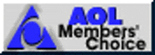 aol members choice logo with a blue triangle on a white background