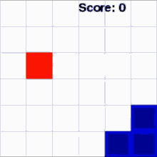 a tetris game is being played with a red square in the middle .