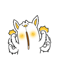 a cartoon drawing of a cat with a stick in its mouth