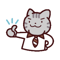 a cartoon cat wearing a shirt and tie gives a thumbs up