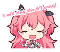 a cartoon of a girl with the words i will sing the 67 song above her