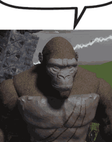 a gorilla with a speech bubble above it