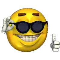 a yellow smiley face wearing sunglasses is giving an ok sign