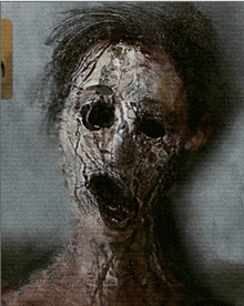 a painting of a person with a scary face
