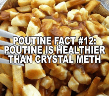 poutine is healthier than crystal meth written on a picture