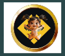 a pixel art of a little girl in a yellow circle