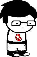 a pixel art drawing of a boy with glasses and a red tie