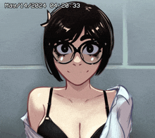 a drawing of a girl with glasses and the date may 14th