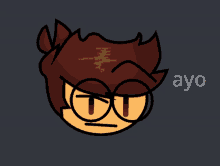 a cartoon drawing of a person with the word ayo written below it