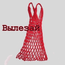 a red net bag filled with apples is on a white background with the word " aboolki " in red