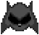 a black and white pixel art of a bat with sunglasses on .