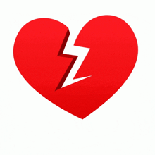 a broken red heart with a lightning bolt in the middle
