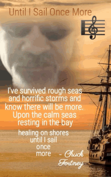 a poster that says until i sail once more with a sailboat in the background