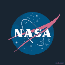 a pixel art of the nasa logo on a black background