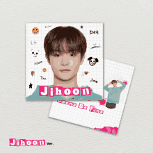 a picture of a boy with the name jihoon written on it