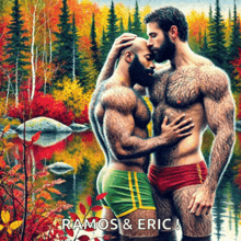 a painting of two men with ramos & eric written on the bottom right