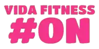 a pink logo that says vida fitness #on