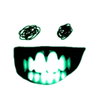 a drawing of a face with glowing teeth