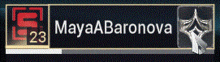 the name maya baronova is displayed on a dark background